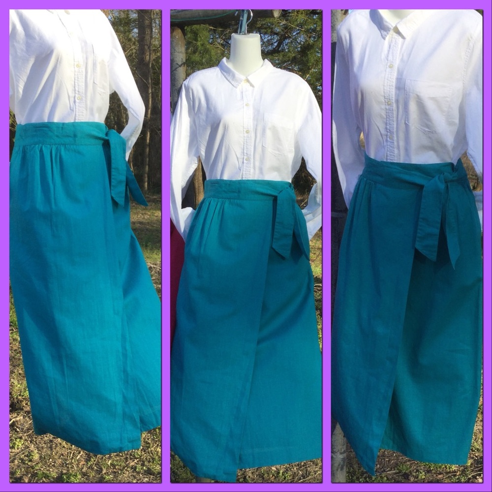 Vtg. Linen Faux Wrap Skirt,